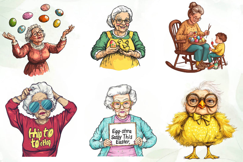 Funny Easter Grandma Clipart Bundle - CraftNest - Digital Crafting and Art