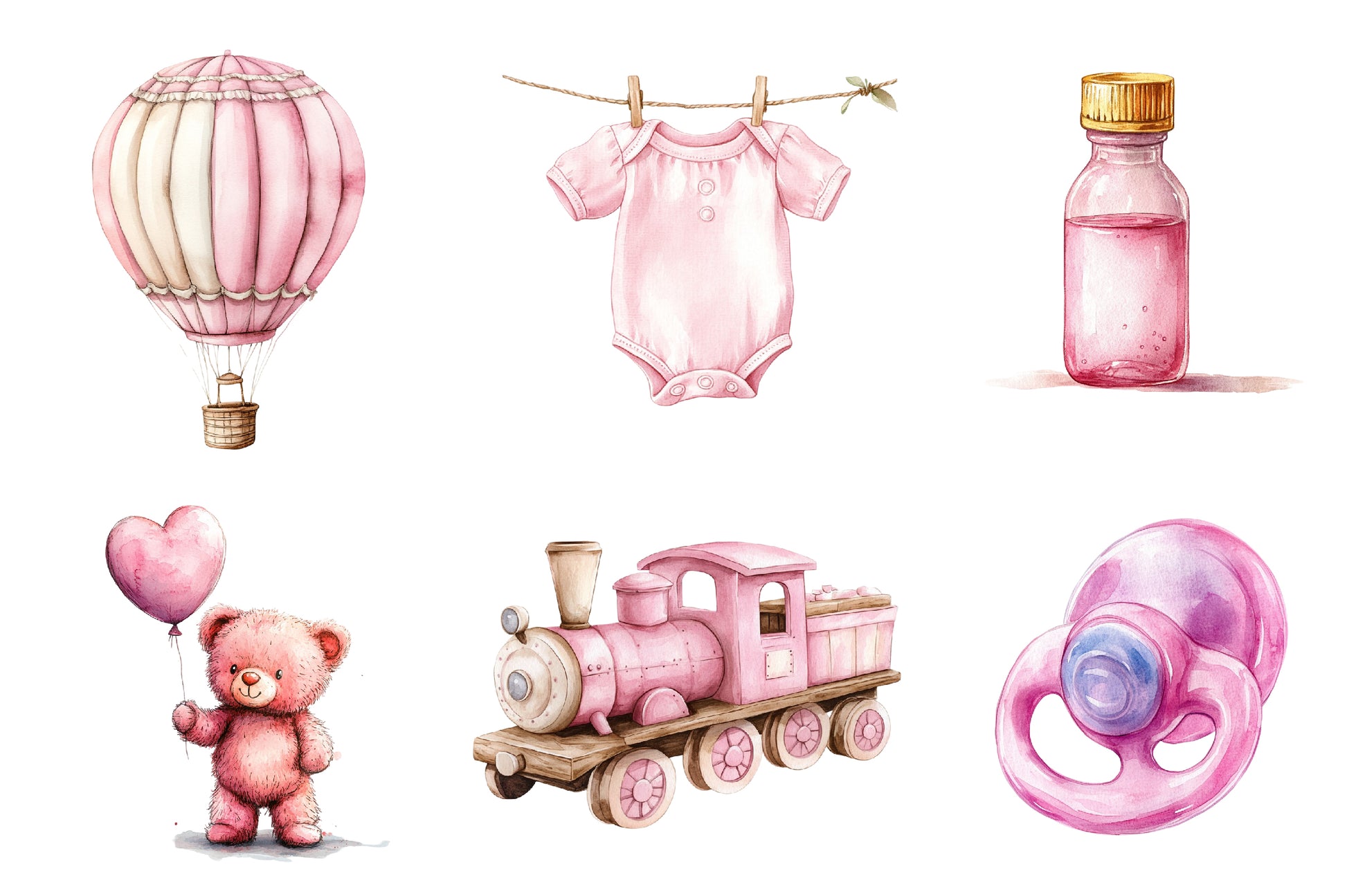 Pink Baby Girl Nursery Clipart Bundle 1 - CraftNest - Digital Crafting and Art