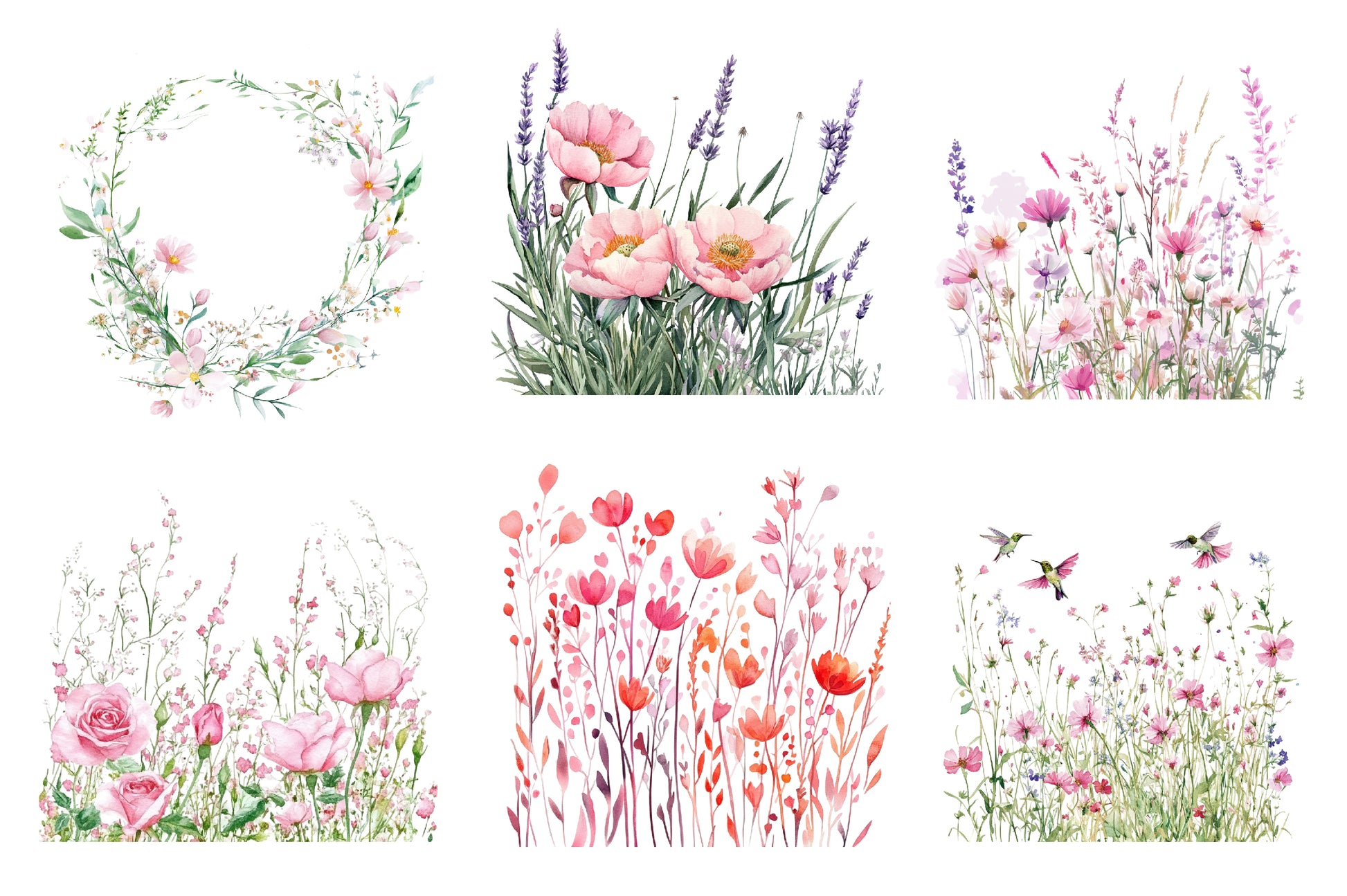 Pink Summer Meadow Clipart Bundle - CraftNest - Digital Crafting and Art