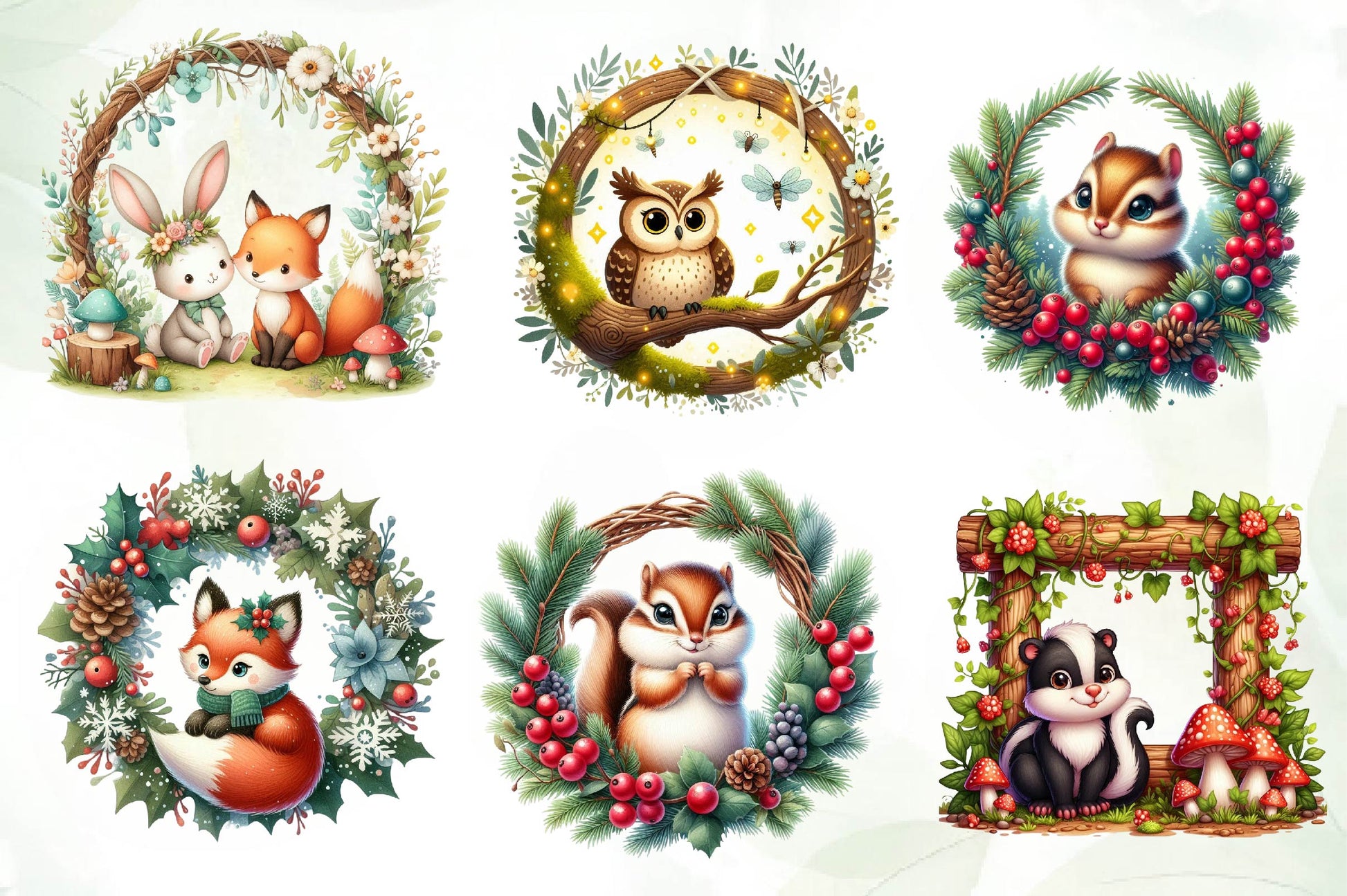 Woodland Forest Animals Frame Clipart Bundle - CraftNest - Digital Crafting and Art