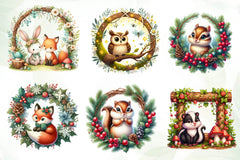 Woodland Forest Animals Frame Clipart Bundle - CraftNest - Digital Crafting and Art