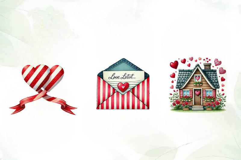 Striped Valentines Clipart Bundle - CraftNest - Digital Crafting and Art