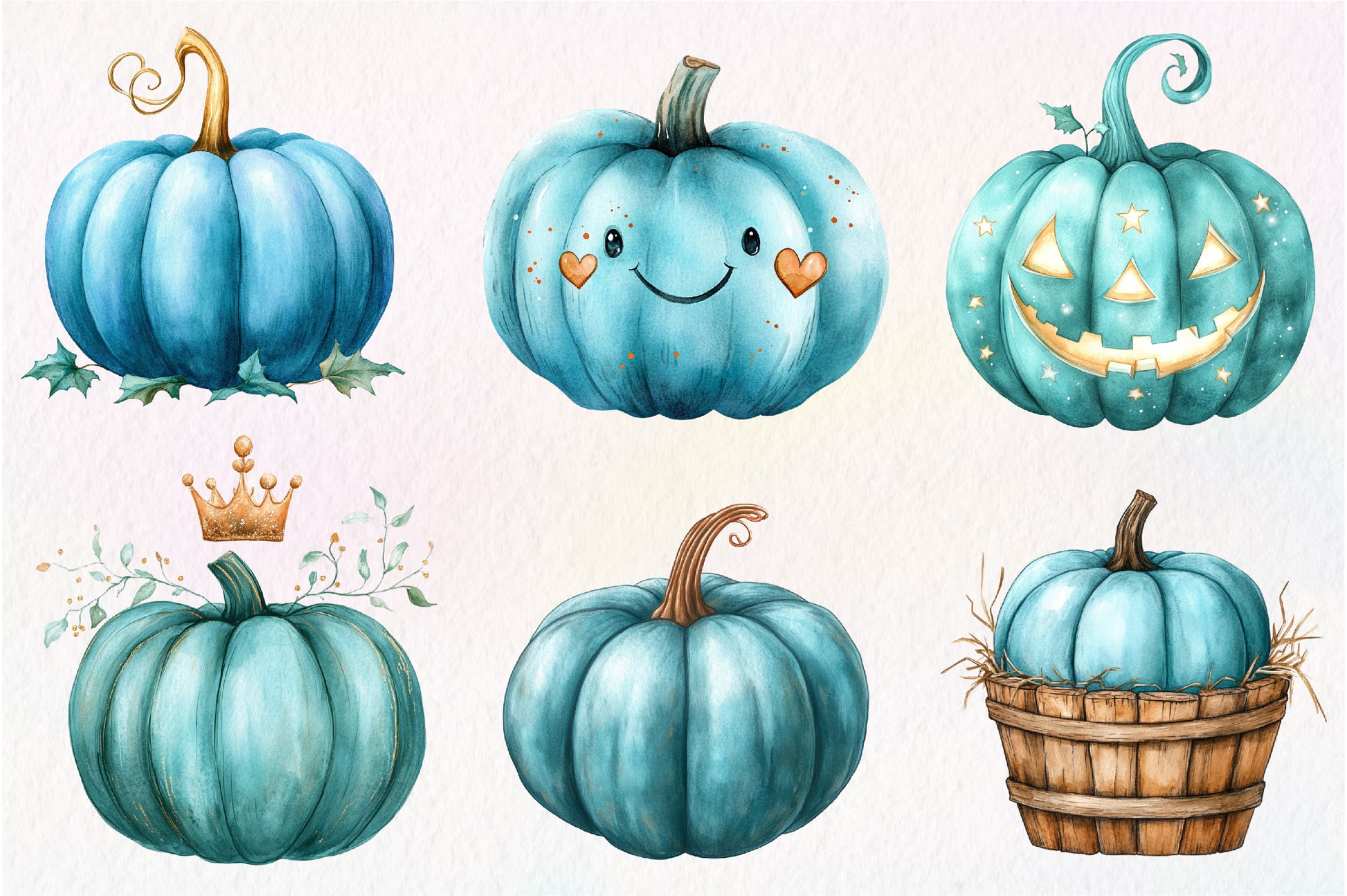 Teal Pumpkins Clipart Bundle - CraftNest - Digital Crafting and Art