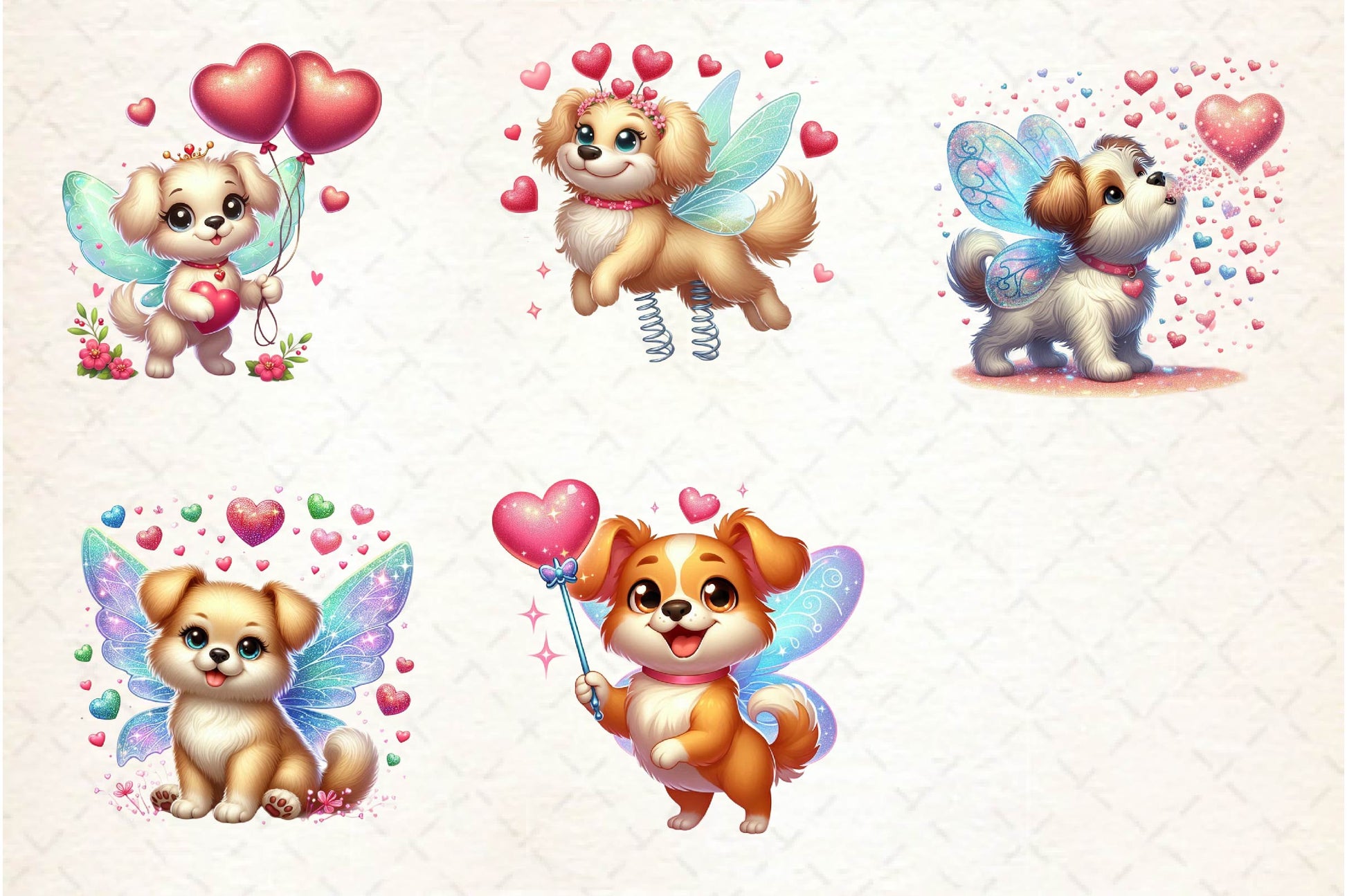 Valentine Fairy Dogs Clipart Bundle - CraftNest - Digital Crafting and Art