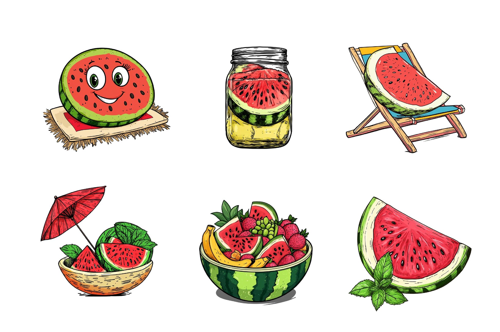 Summer Watermelon Clipart Bundle 2 - CraftNest - Digital Crafting and Art