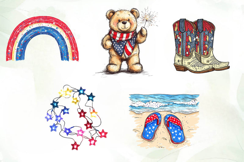 Patriotic Stars & Stripes Clipart Bundle - CraftNest - Digital Crafting and Art