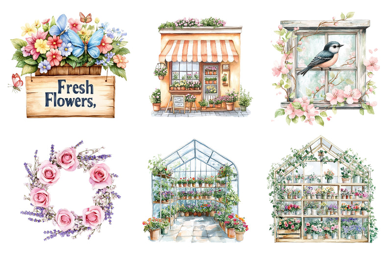Spring Florist Shop Clipart Bundle - CraftNest - Digital Crafting and Art