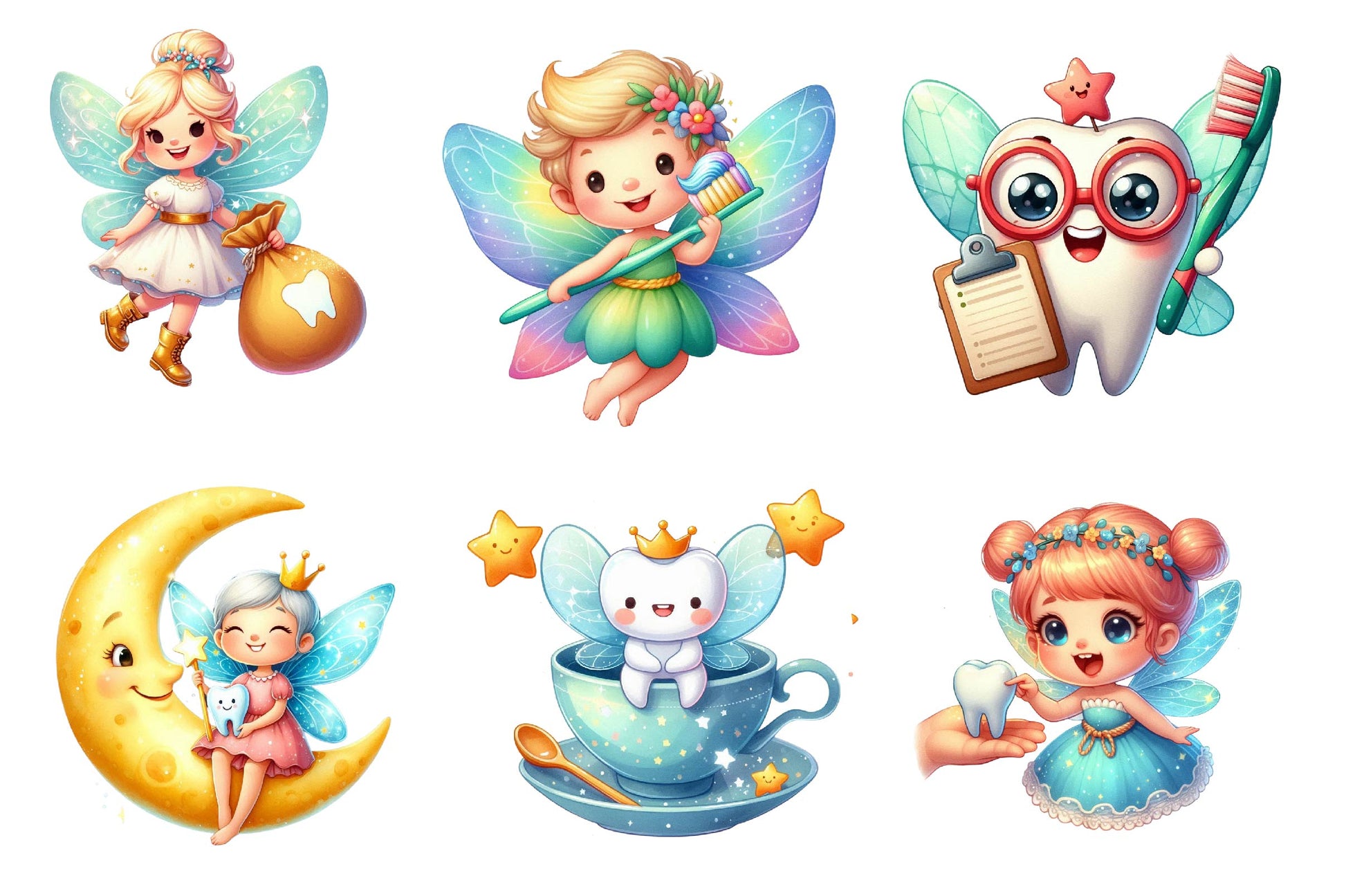 Mascot Cute Tooth Fairy Clipart Bundle 1 - CraftNest - Digital Crafting and Art