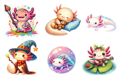 Cute Cartoon Axolotl Clipart Bundle - CraftNest - Digital Crafting and Art
