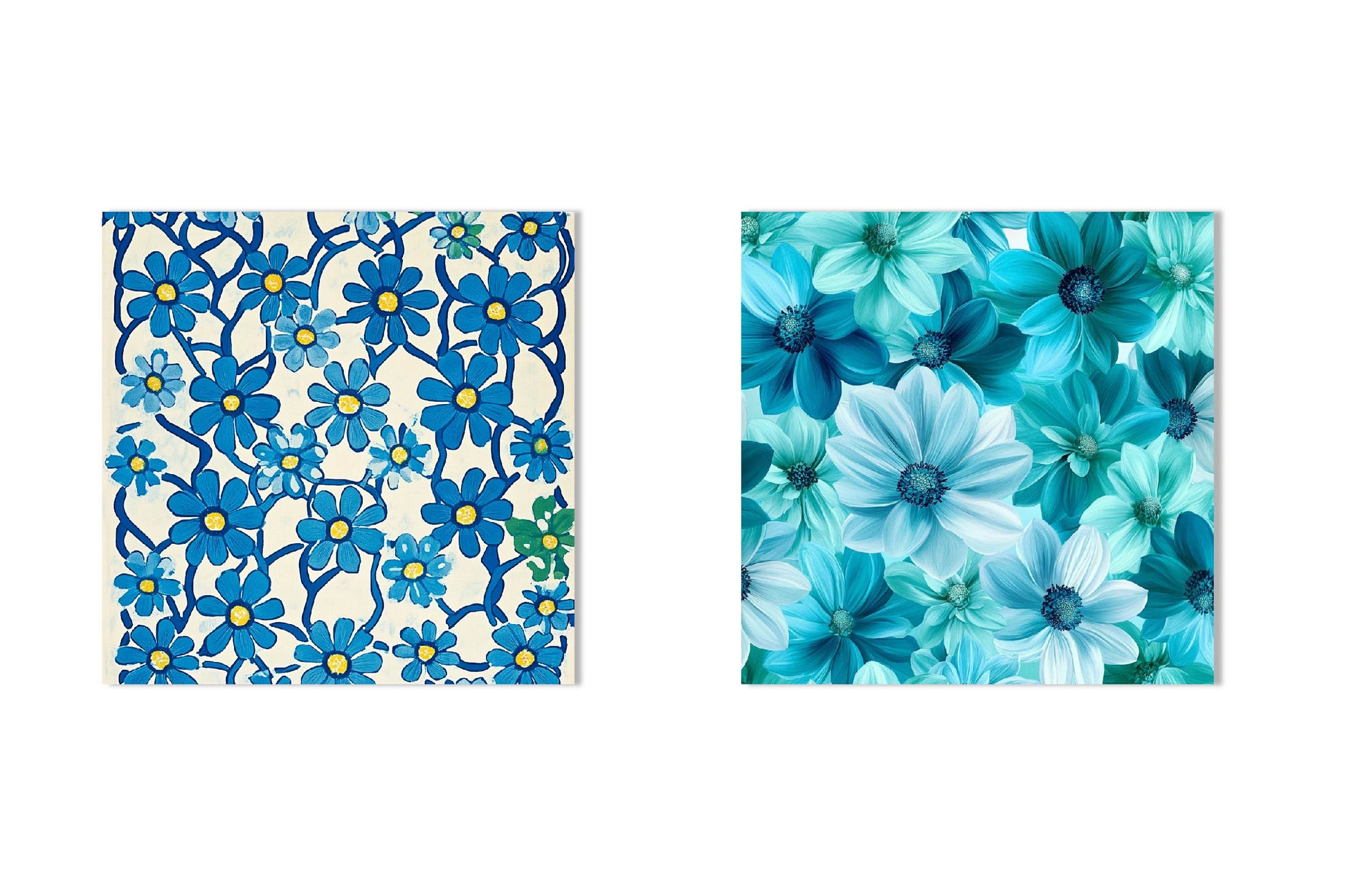 Blue Ink Flowers Digital Paper - CraftNest - Digital Crafting and Art