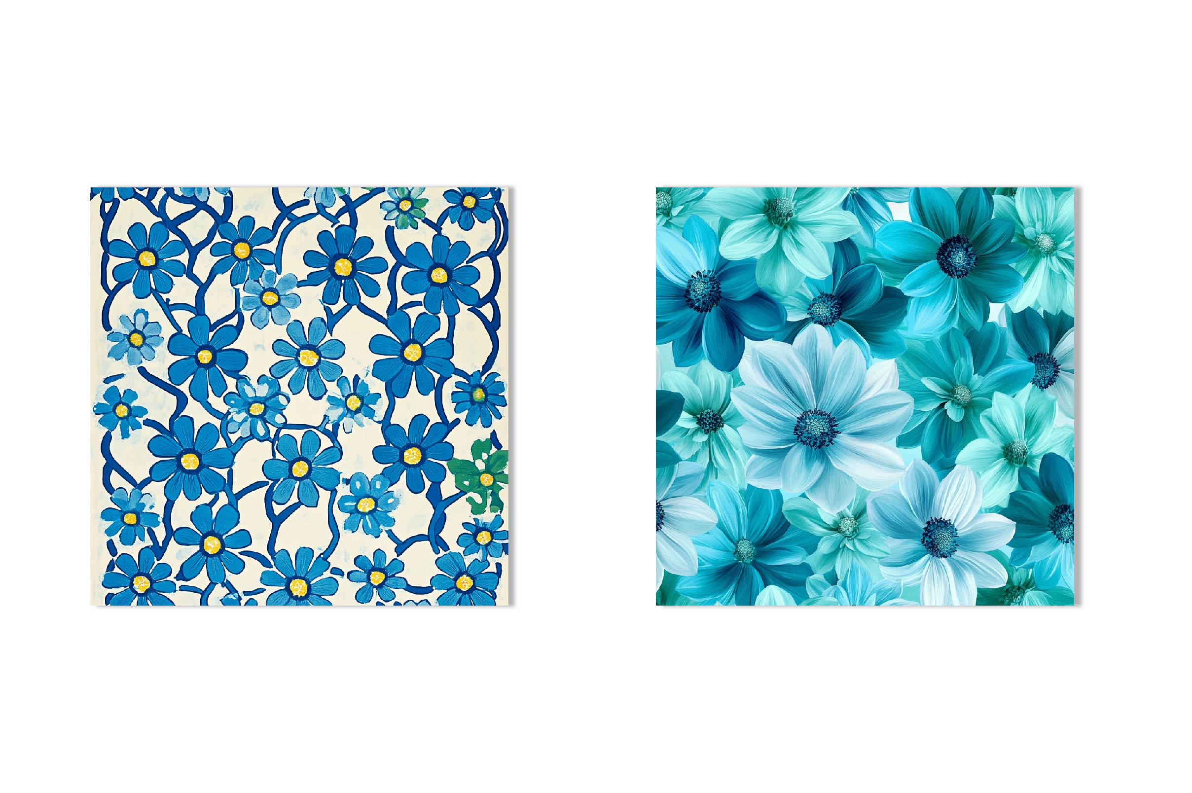 Blue Ink Flowers Digital Paper - CraftNest - Digital Crafting and Art