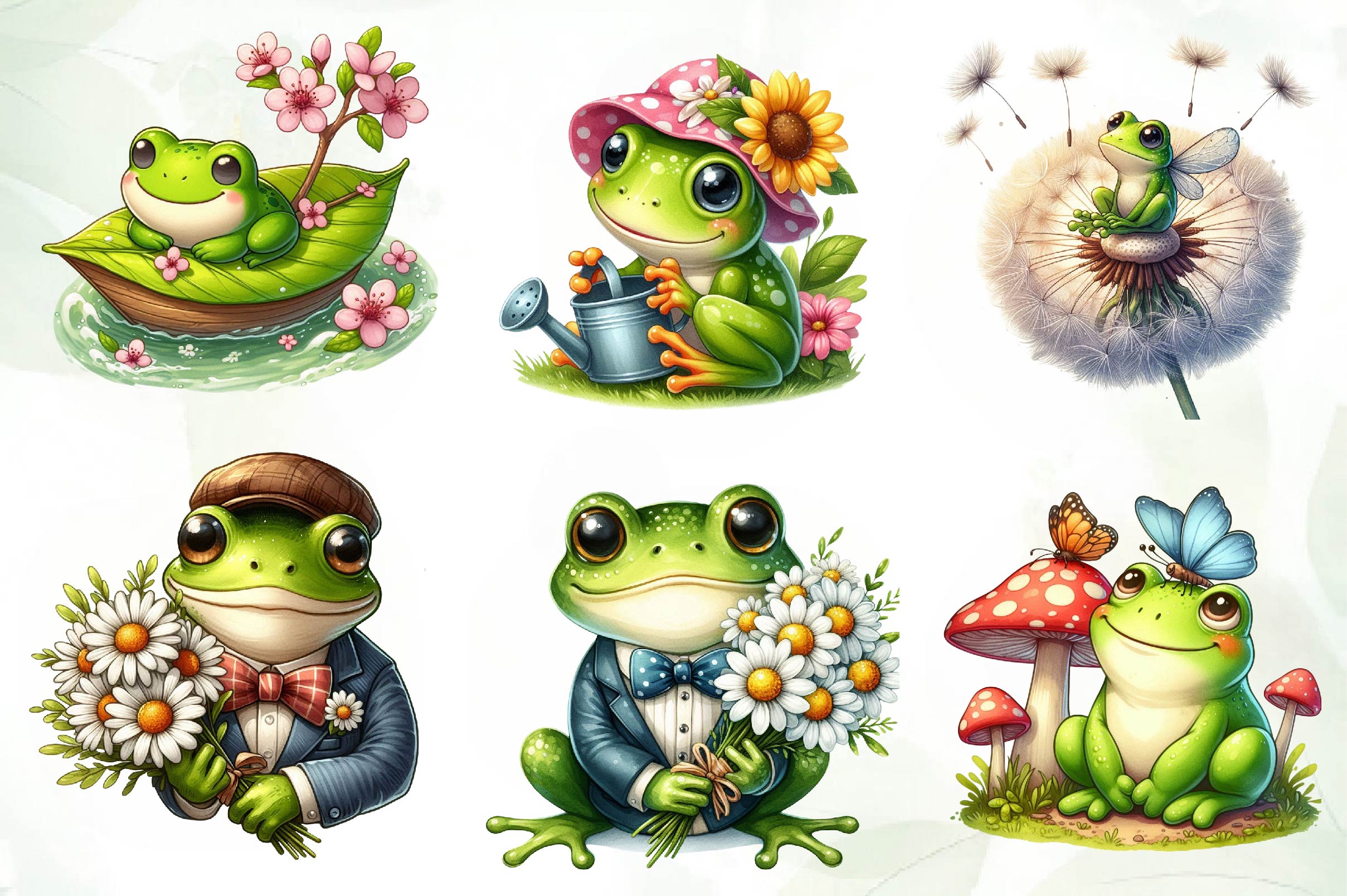 Spring Funny Frog Clipart Bundle - CraftNest - Digital Crafting and Art