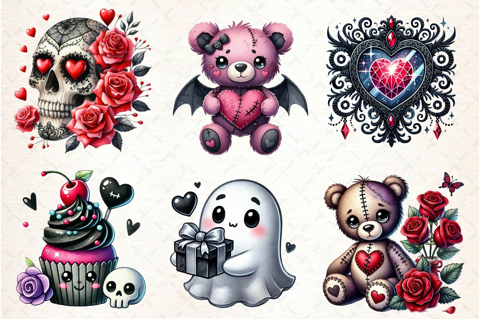 Cute Gothic Valentine Clipart Bundle - CraftNest - Digital Crafting and Art