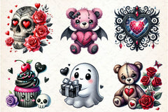 Cute Gothic Valentine Clipart Bundle - CraftNest - Digital Crafting and Art