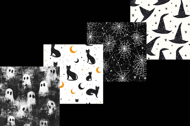 Black And White Halloween Digital Paper - CraftNest - Digital Crafting and Art