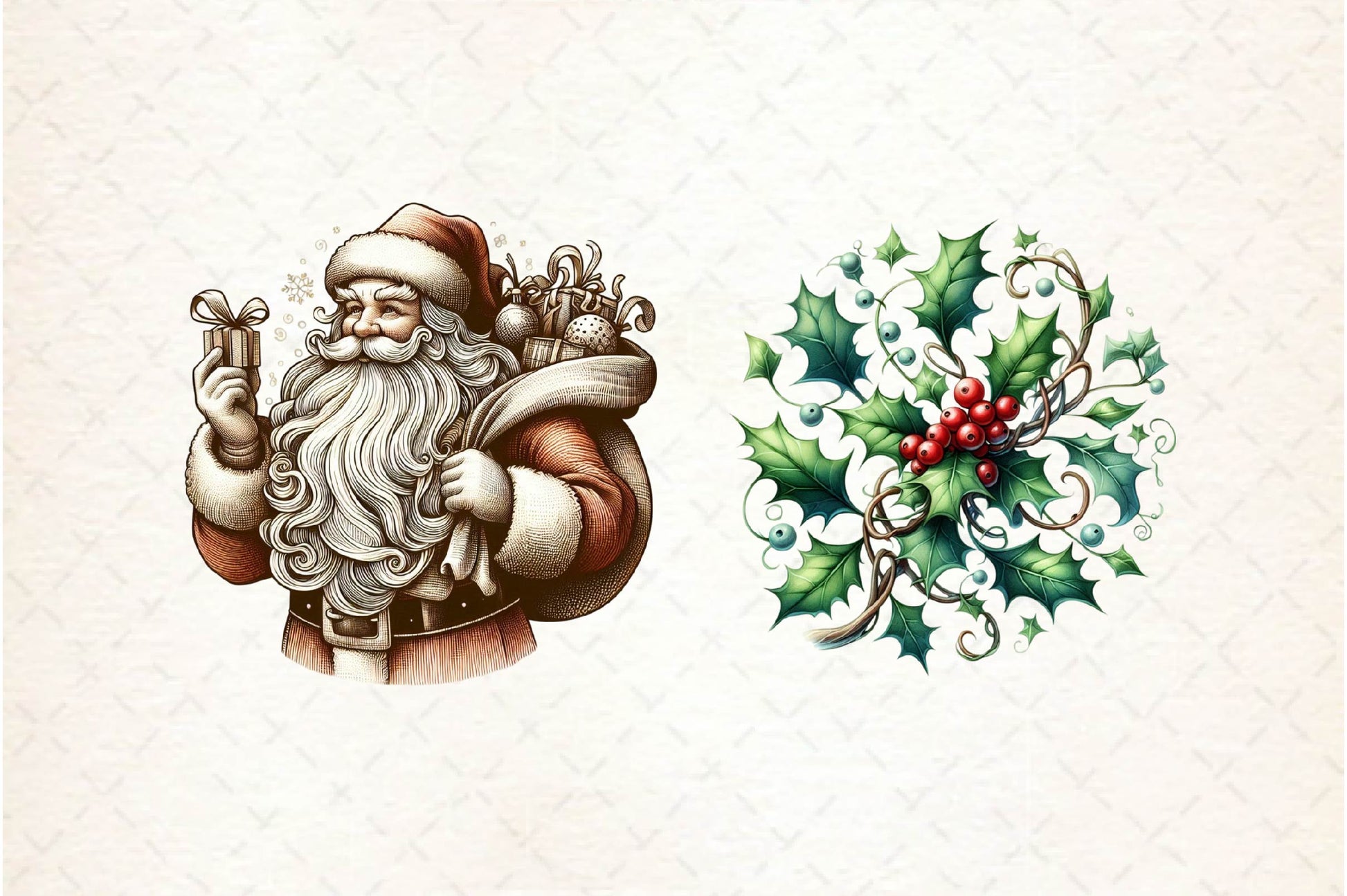 Vintage Drawing Christmas Clipart Bundle - CraftNest - Digital Crafting and Art