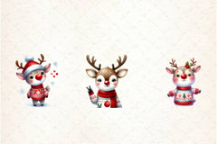 Cute Reindeer Christmas Clipart Bundle - CraftNest - Digital Crafting and Art