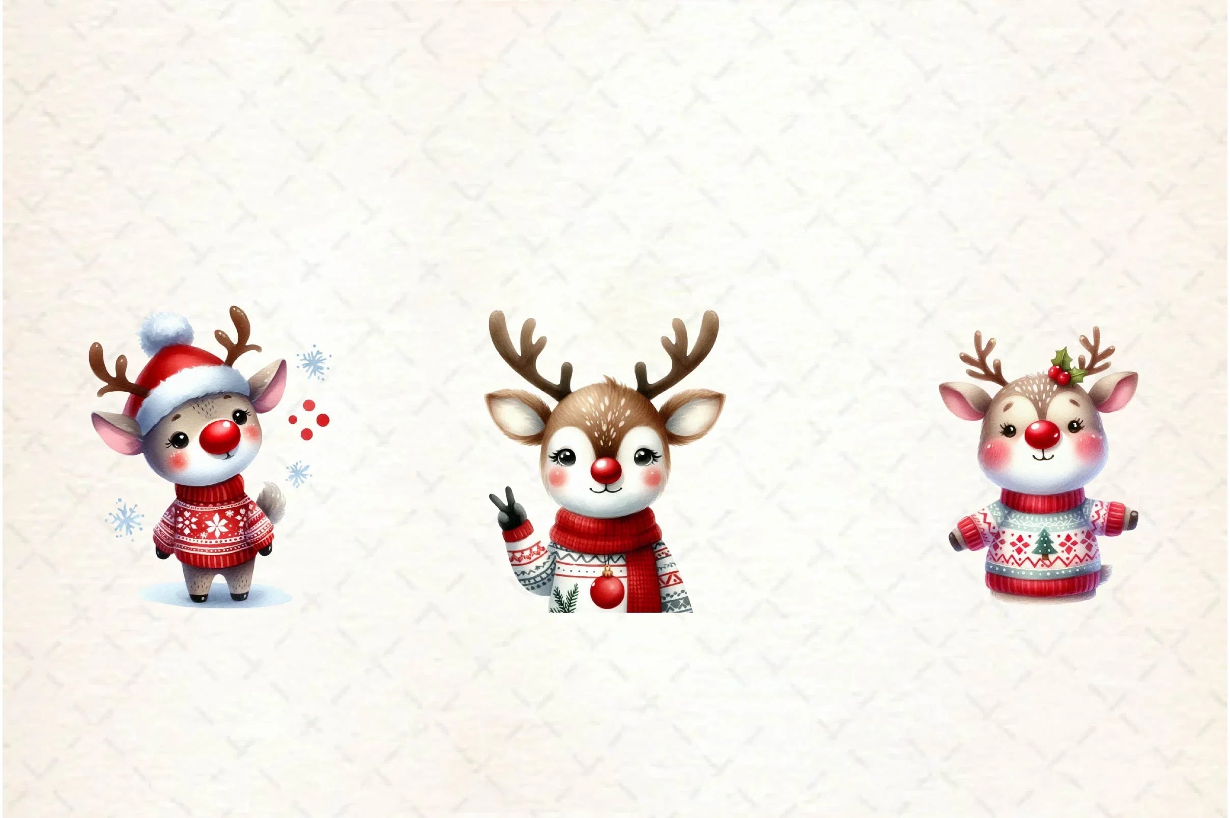 Cute Reindeer Christmas Clipart Bundle - CraftNest - Digital Crafting and Art