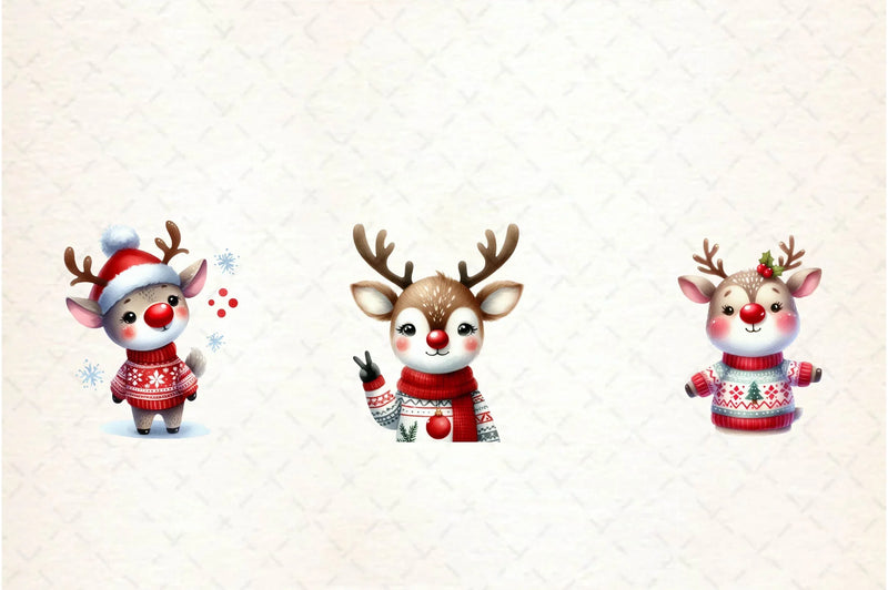 Cute Reindeer Christmas Clipart Bundle - CraftNest - Digital Crafting and Art