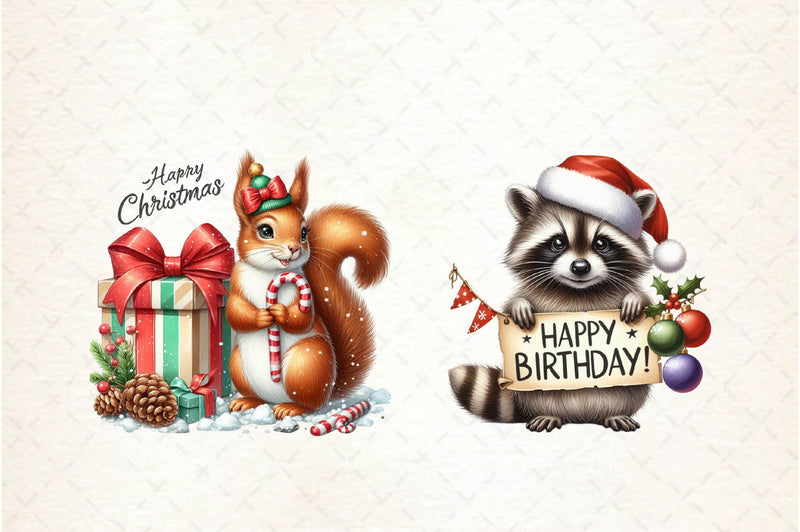Christmas Birthday Animals Clipart Bundle - CraftNest - Digital Crafting and Art