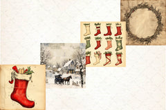 Vintage Torn Christmas Digital Paper - CraftNest - Digital Crafting and Art