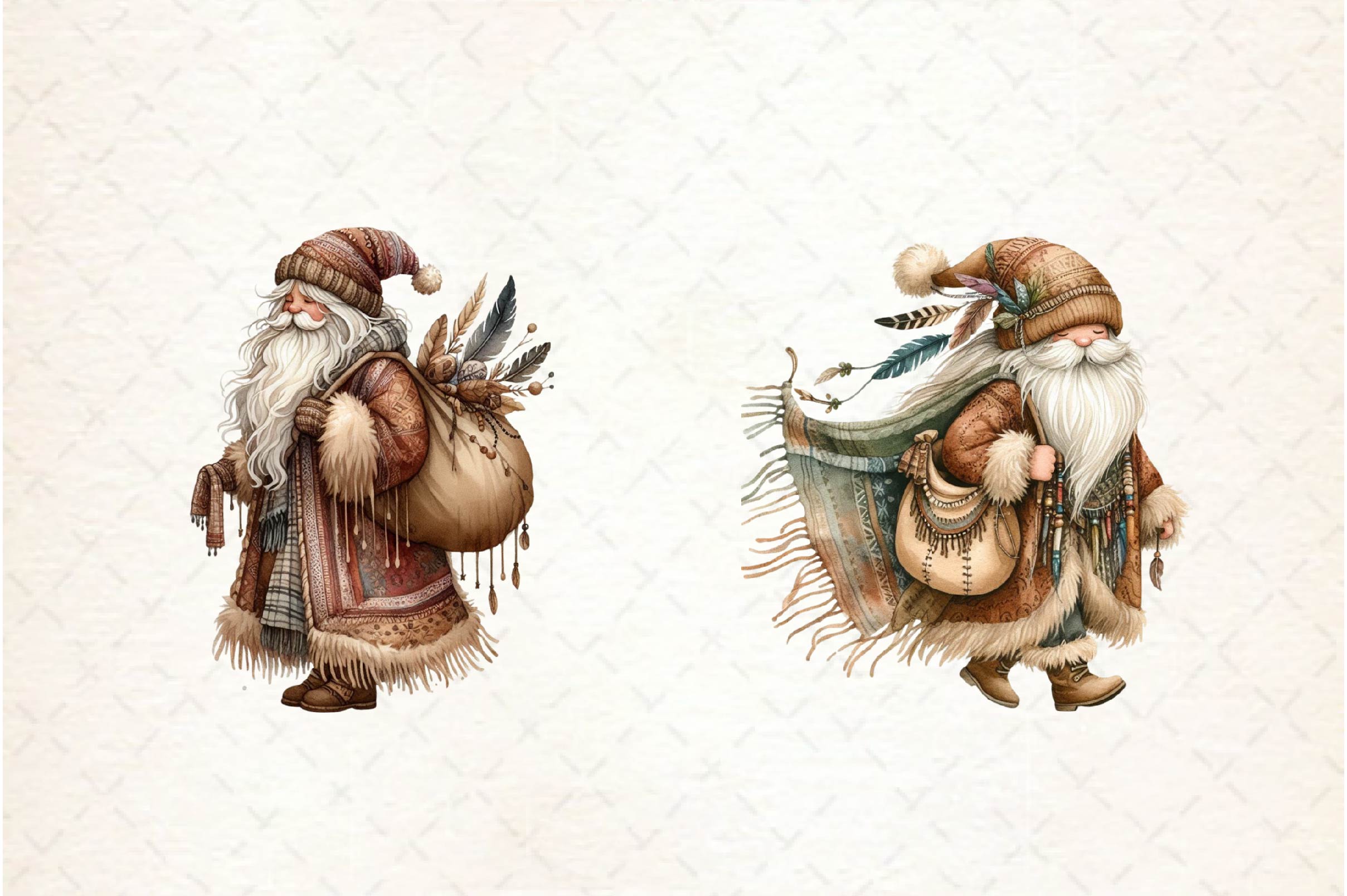 Boho Santa Claus Clipart Bundle - CraftNest - Digital Crafting and Art
