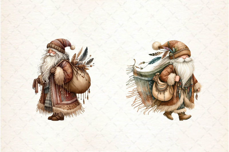 Boho Santa Claus Clipart Bundle - CraftNest - Digital Crafting and Art