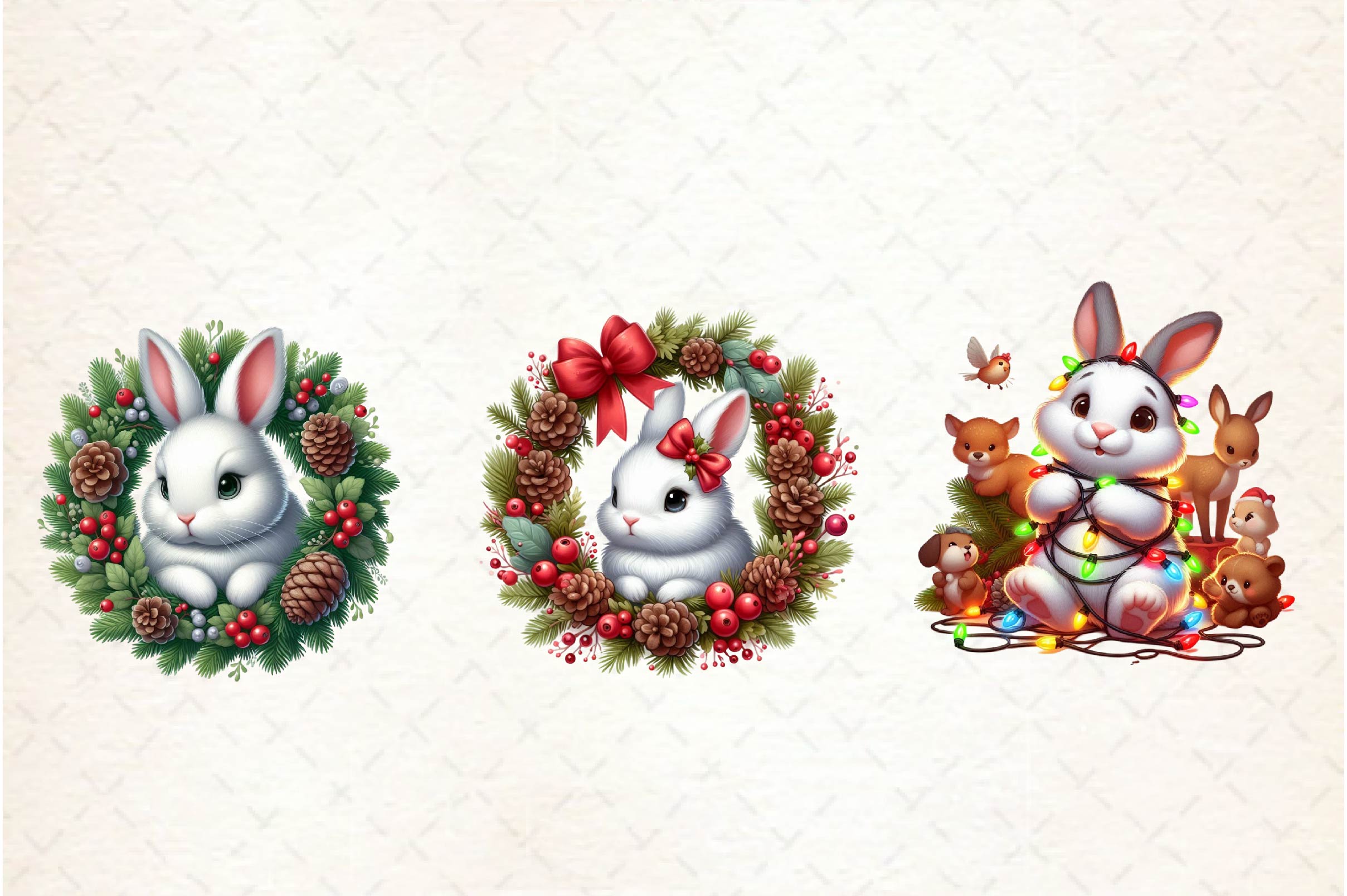Woodland Christmas Bunny Clipart Bundle - CraftNest - Digital Crafting and Art