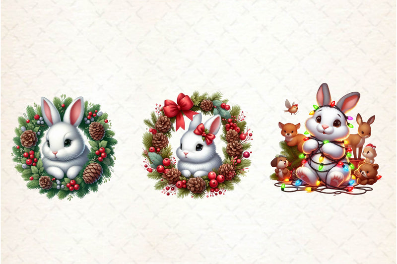 Woodland Christmas Bunny Clipart Bundle - CraftNest - Digital Crafting and Art