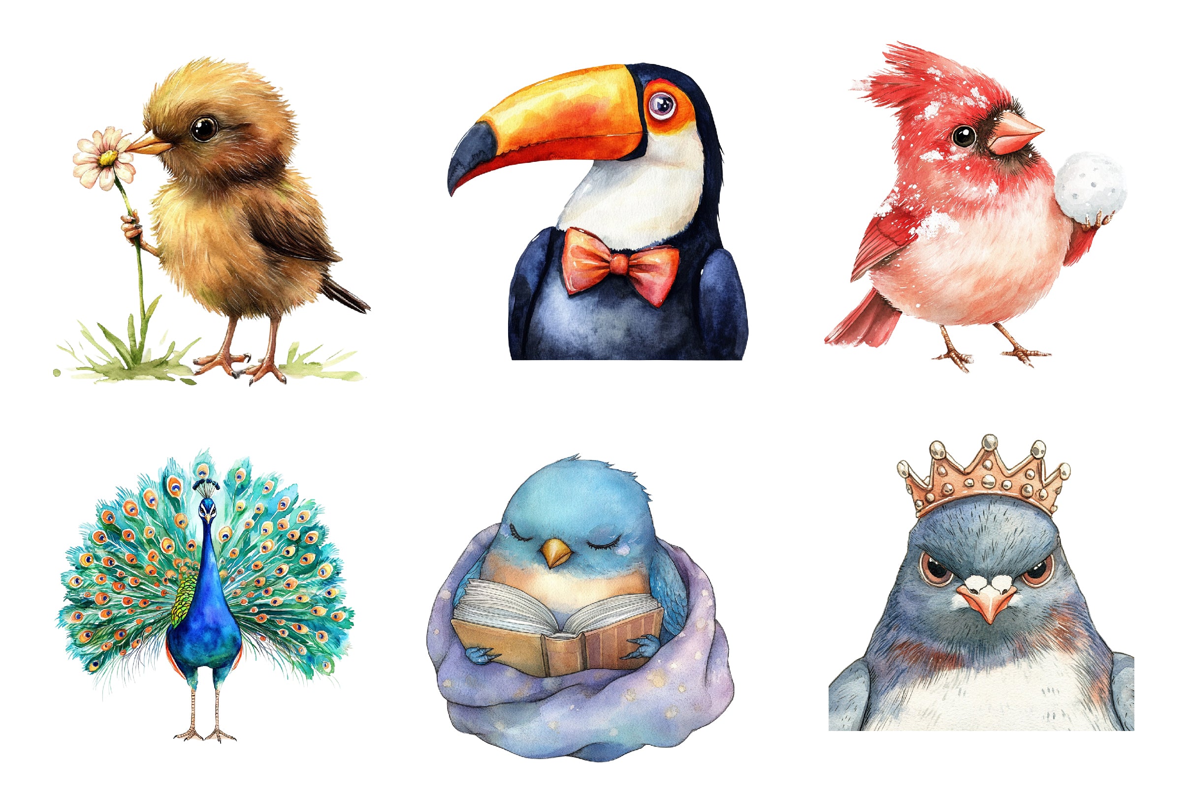 Cute Quirky Funny Birds Clipart Bundle - CraftNest - Digital Crafting and Art