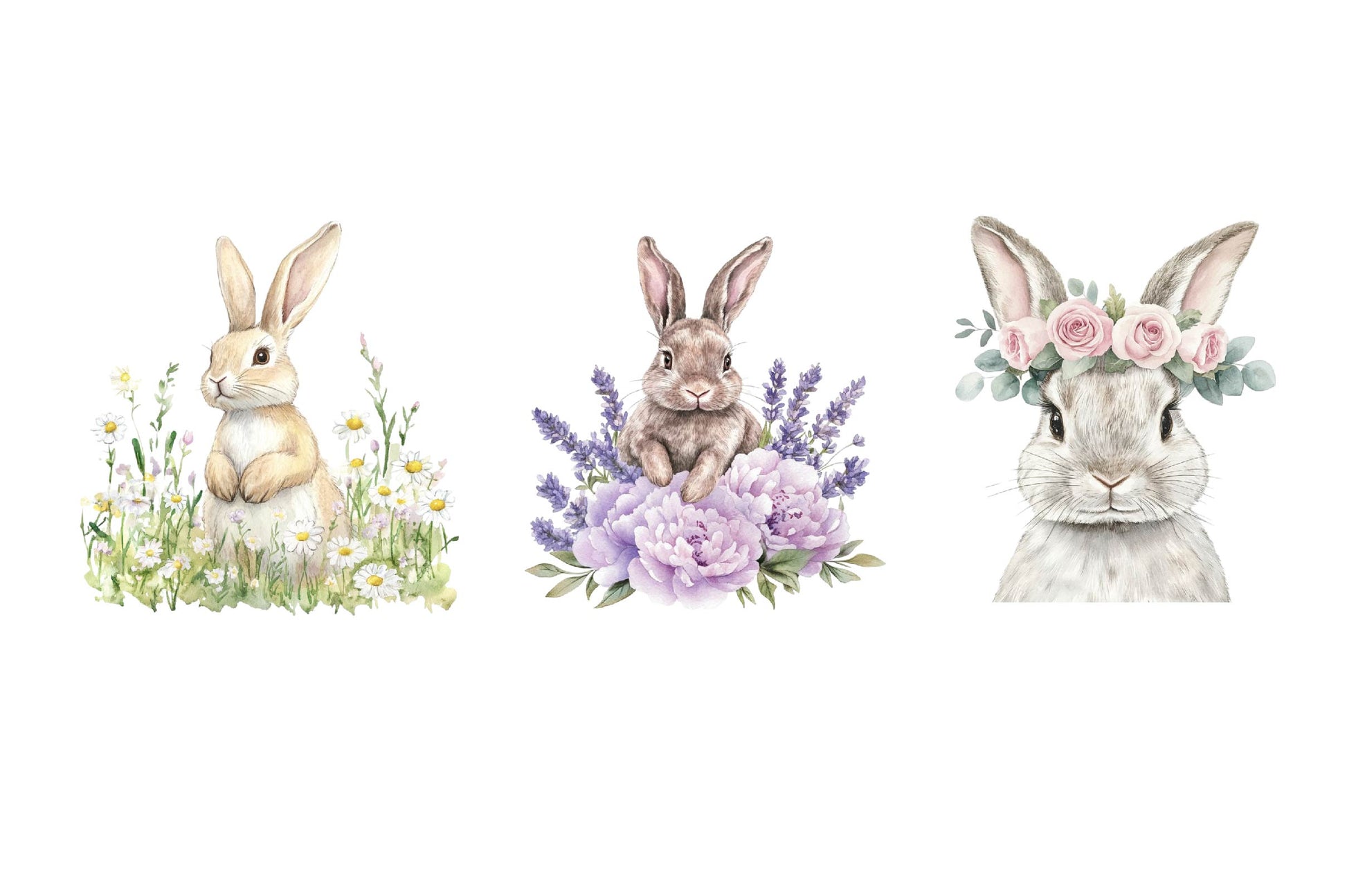 Floral Easter Bunny Clipart Bundle - CraftNest - Digital Crafting and Art