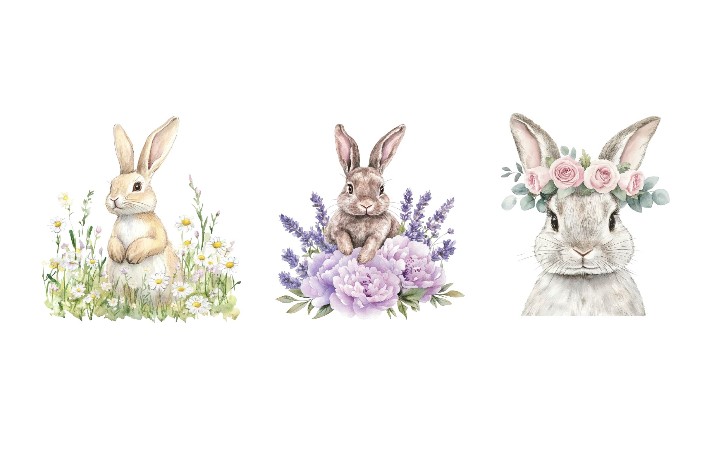 Floral Easter Bunny Clipart Bundle - CraftNest - Digital Crafting and Art