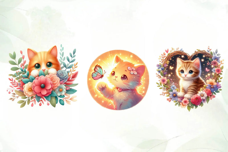 Spring Cat Clipart Bundle - CraftNest - Digital Crafting and Art