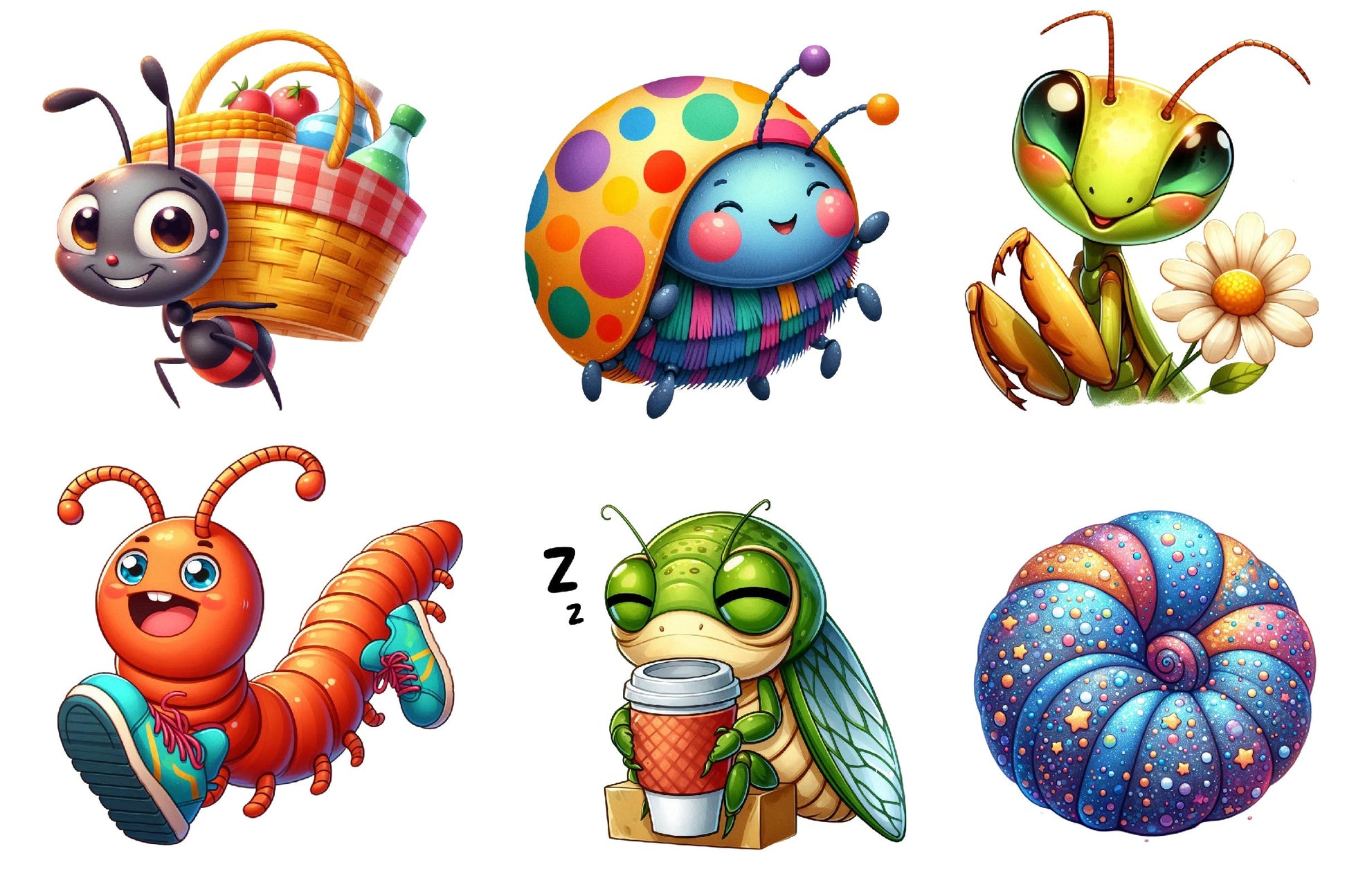 Cute Funny Cartoon Insects Clipart Bundle - CraftNest - Digital Crafting and Art