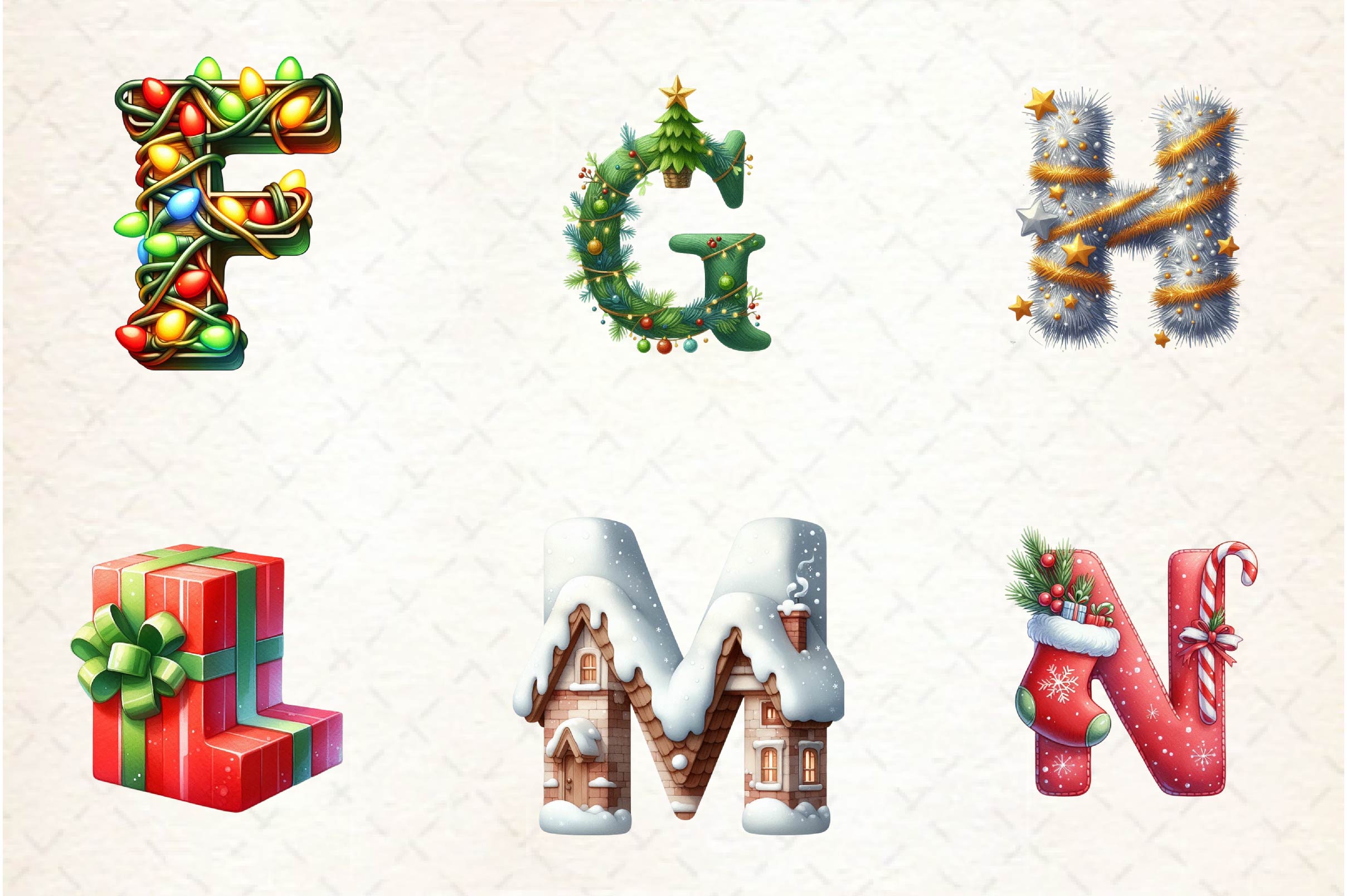 Holiday Typeface And Alphabet Clipart Bundle - CraftNest - Digital Crafting and Art
