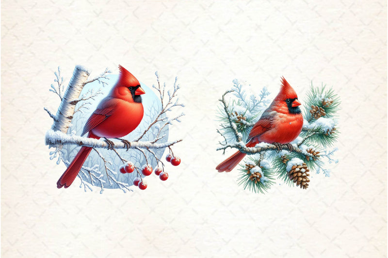Red Cardinals Christmas Clipart Bundle - CraftNest - Digital Crafting and Art