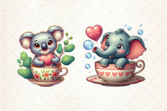 Valentine Animals Tea Cup Clipart Bundle - CraftNest - Digital Crafting and Art