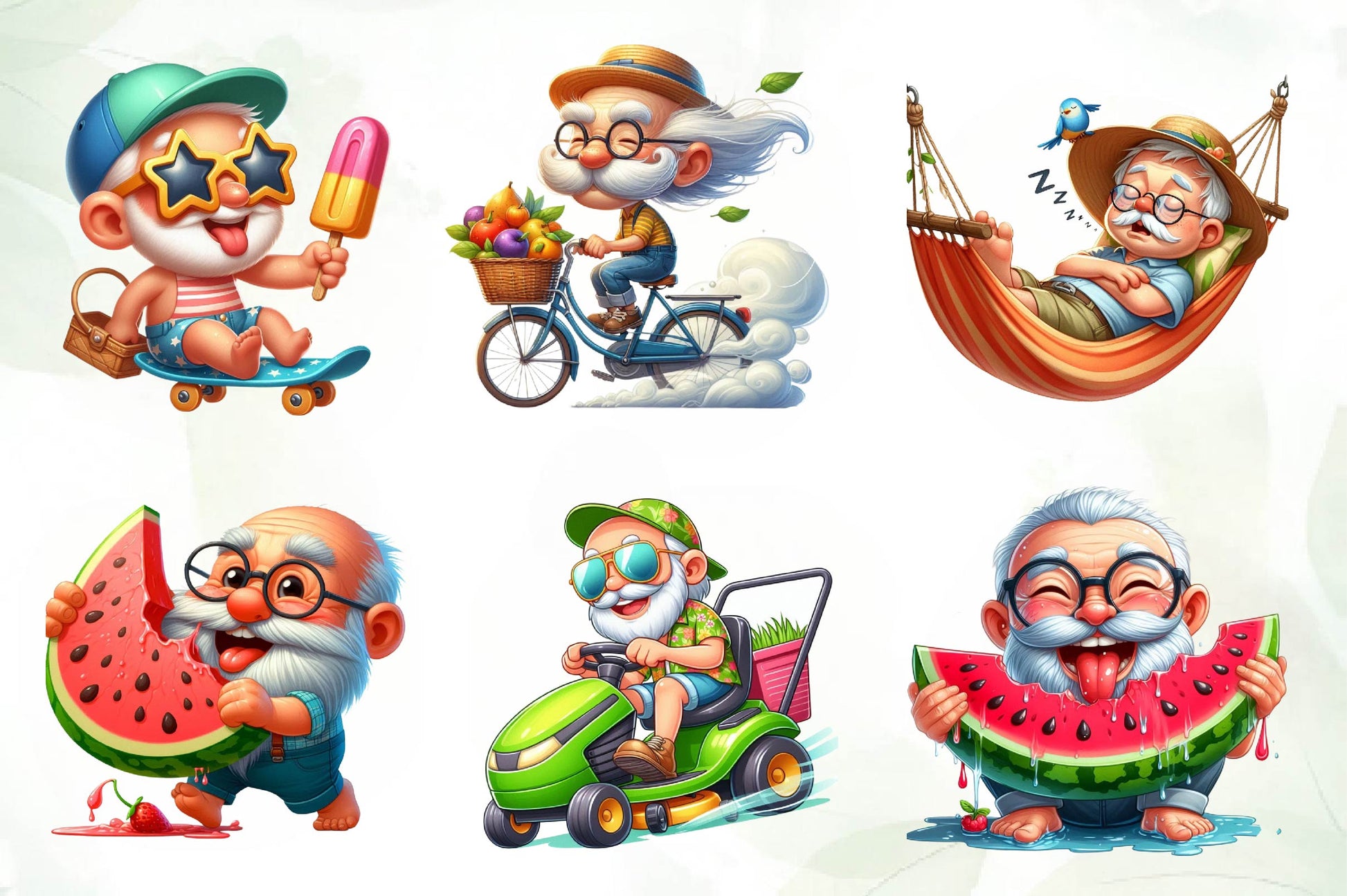Funny Summer Grandpa Clipart Bundle - CraftNest - Digital Crafting and Art
