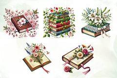 Pretty Books With Flowers Clipart Bundle 2 - CraftNest - Digital Crafting and Art