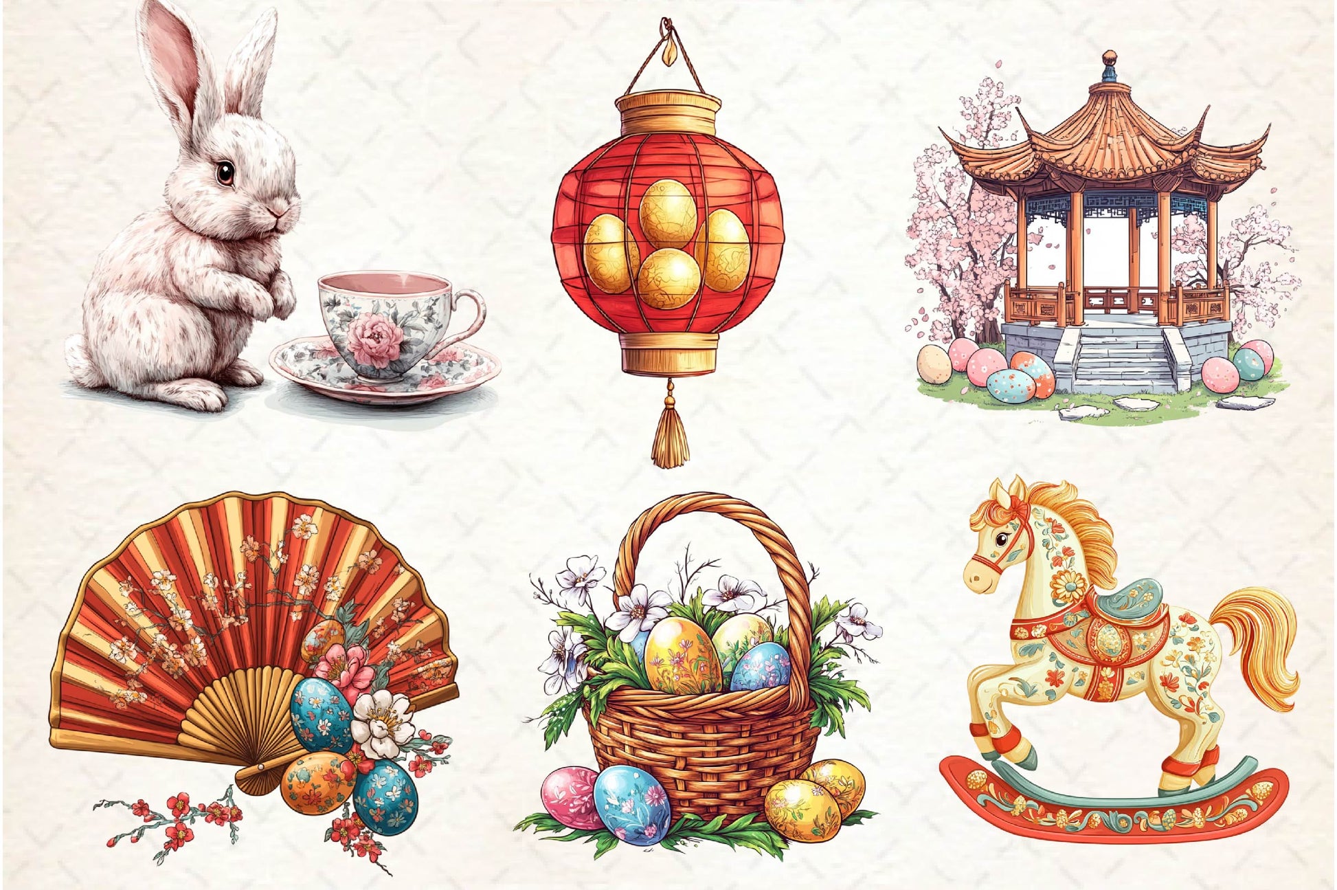 Chinoiserie Easter Clipart Bundle - CraftNest - Digital Crafting and Art