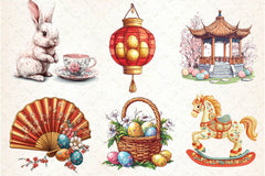 Chinoiserie Easter Clipart Bundle - CraftNest - Digital Crafting and Art