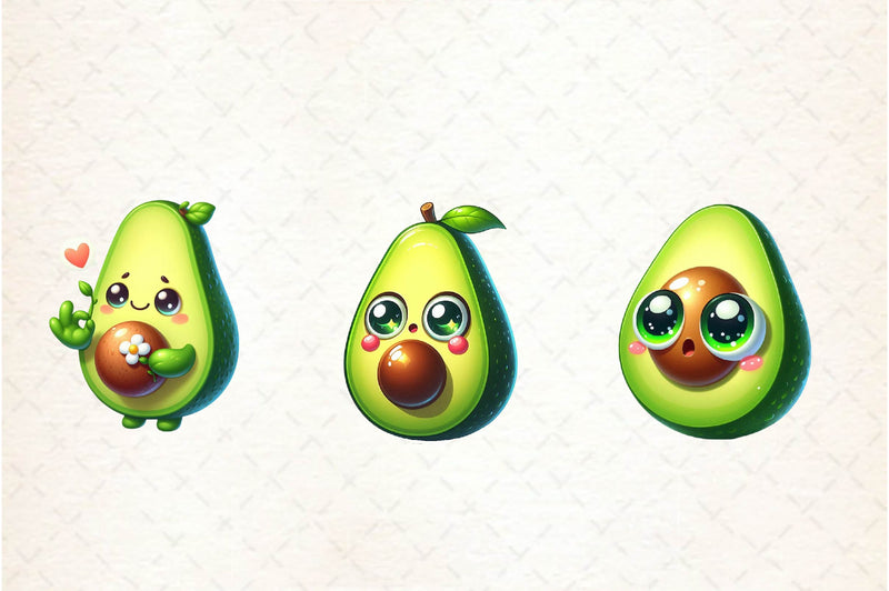 Cute Avocado Clipart Bundle 1 - CraftNest - Digital Crafting and Art