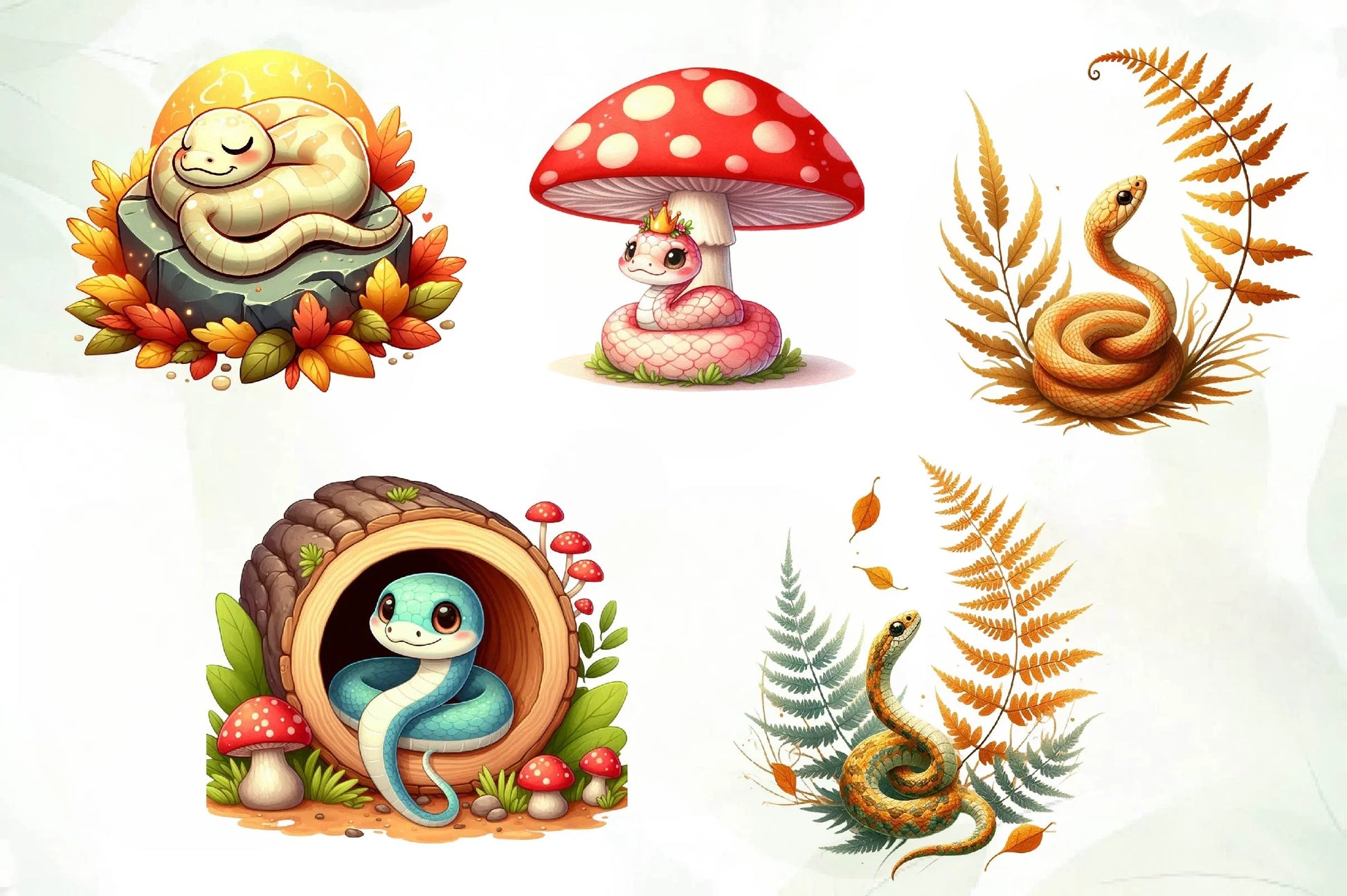 Cute Woodland Snakes Clipart Bundle - CraftNest - Digital Crafting and Art