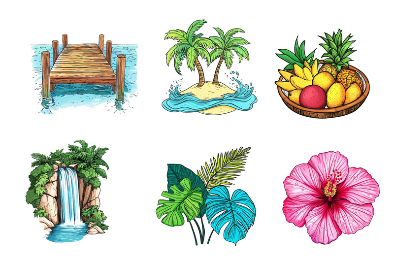 Summer Tropical Island Nature Clipart Bundle - CraftNest - Digital Crafting and Art