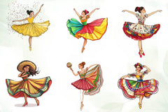 Cute Mexican Ballerina Clipart Bundle - CraftNest - Digital Crafting and Art