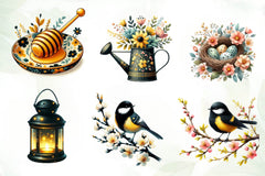 Black & Yellow Spring Clipart Bundle - CraftNest - Digital Crafting and Art