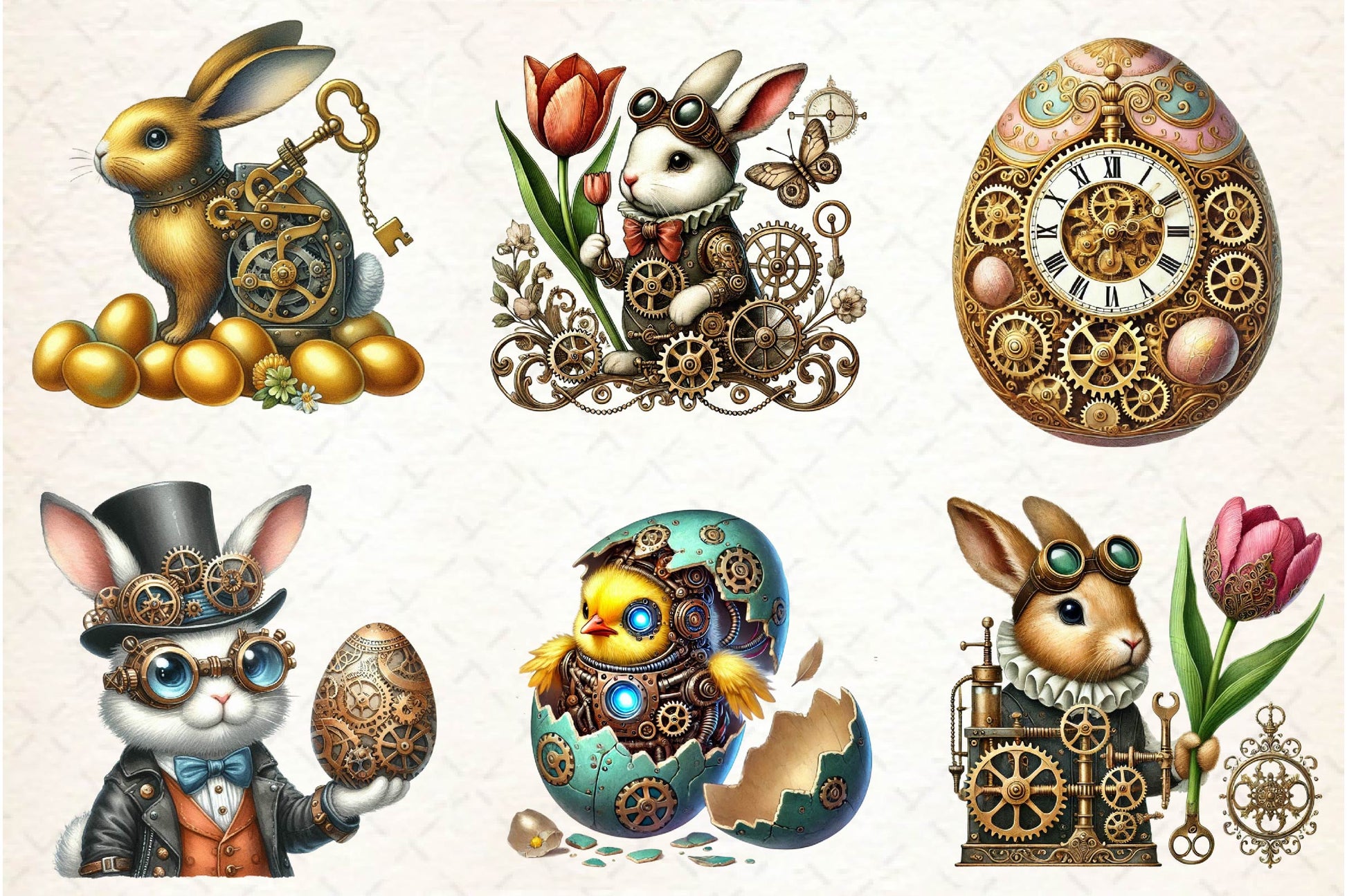 Steampunk Easter Clipart Bundle - CraftNest - Digital Crafting and Art