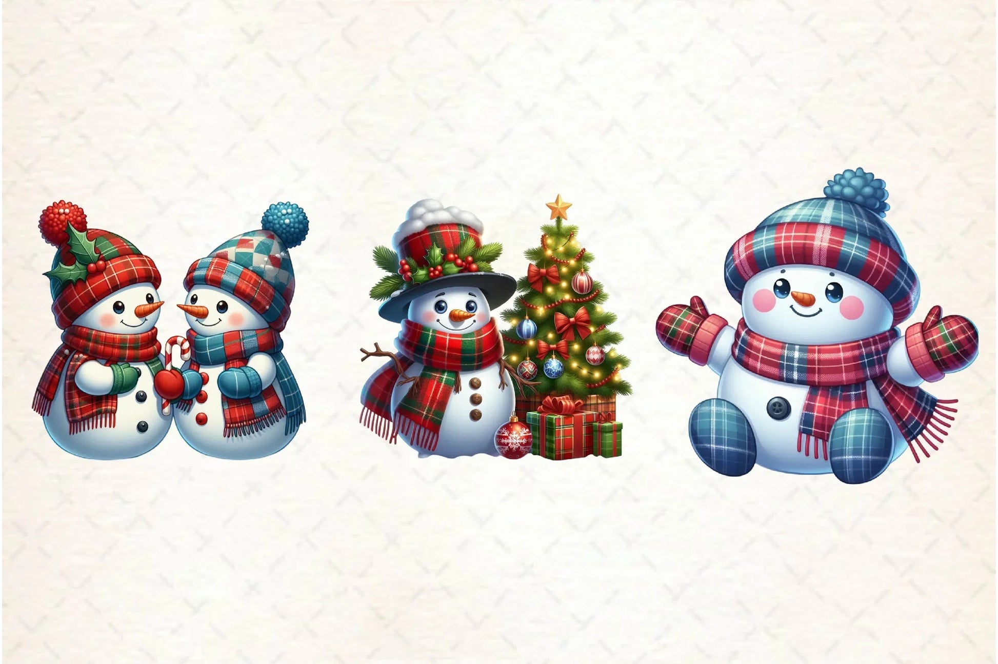 Plaid Pattern Snowman Clipart Bundle - CraftNest - Digital Crafting and Art