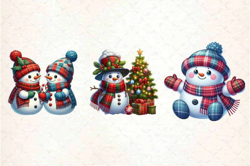 Plaid Pattern Snowman Clipart Bundle - CraftNest - Digital Crafting and Art