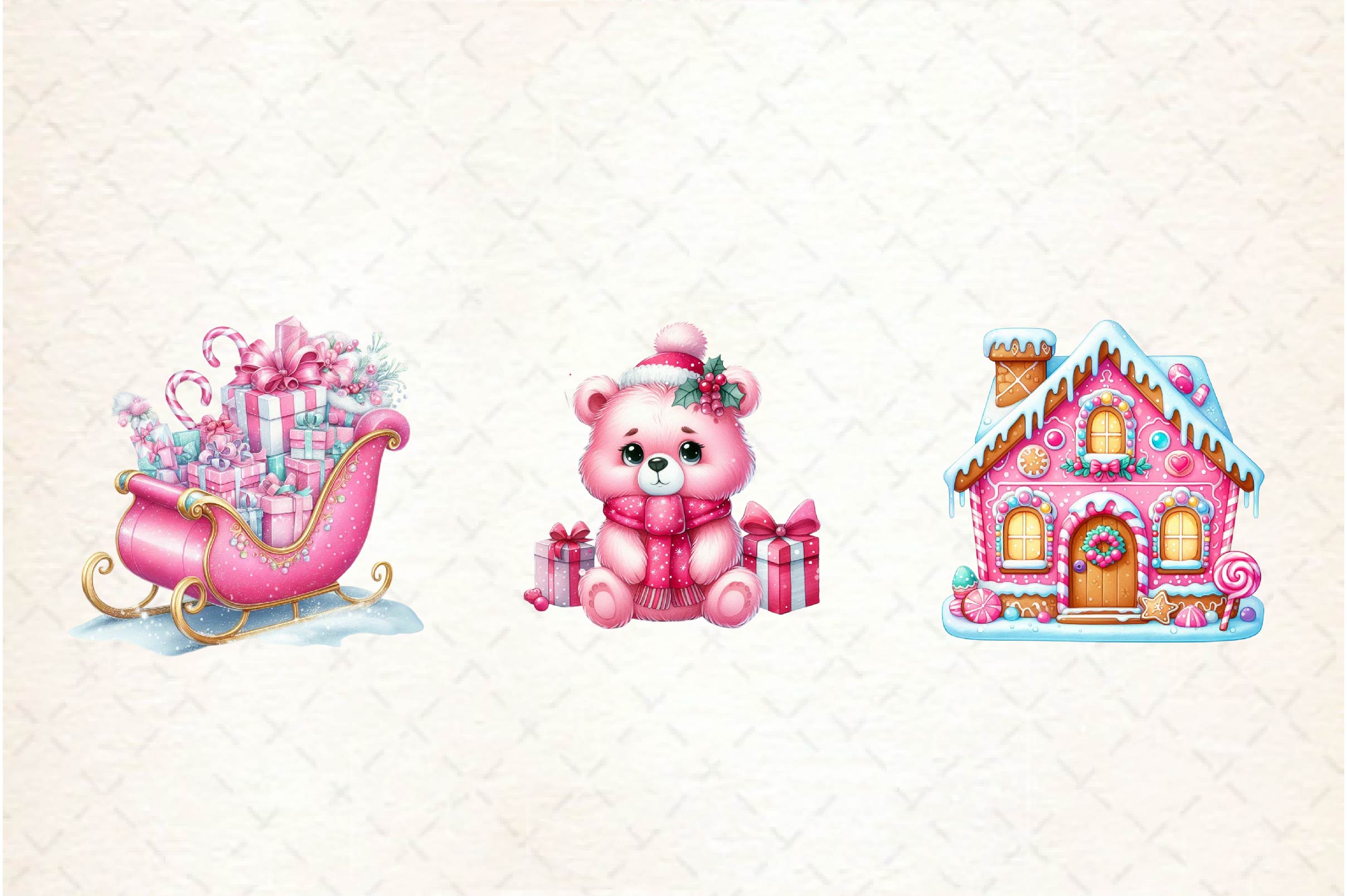 Exquisite Pink Christmas Wonderland Clipart Bundle - CraftNest - Digital Crafting and Art